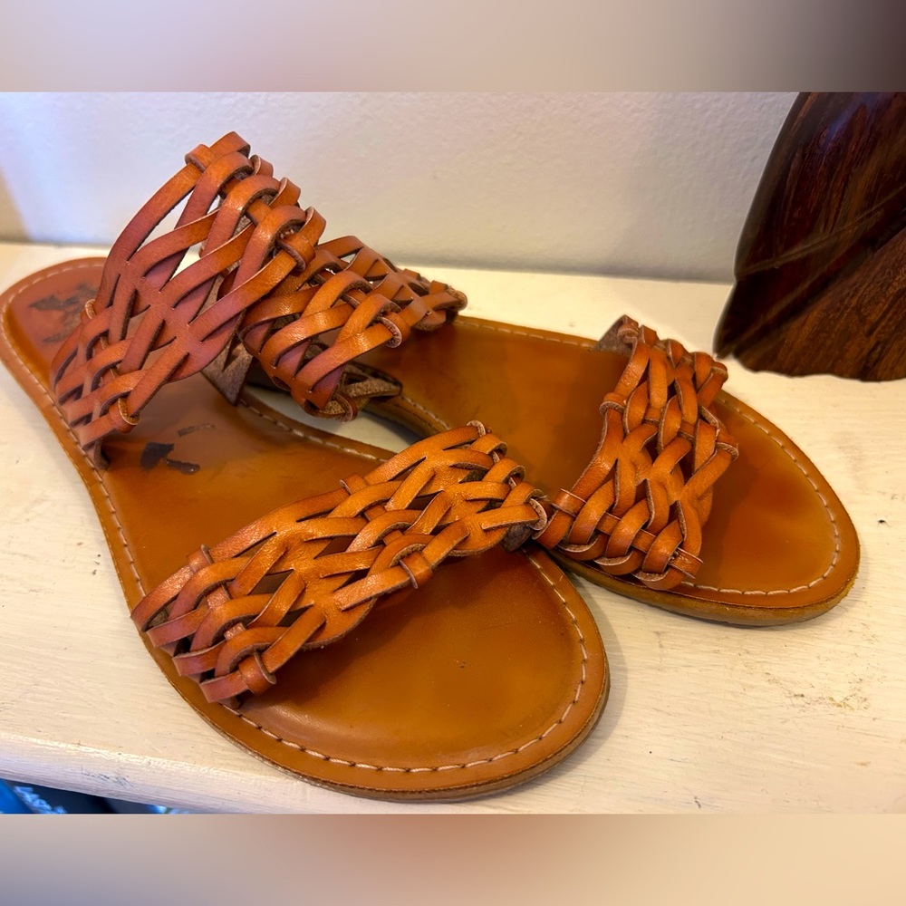 Woven Faux Leather Sandals
